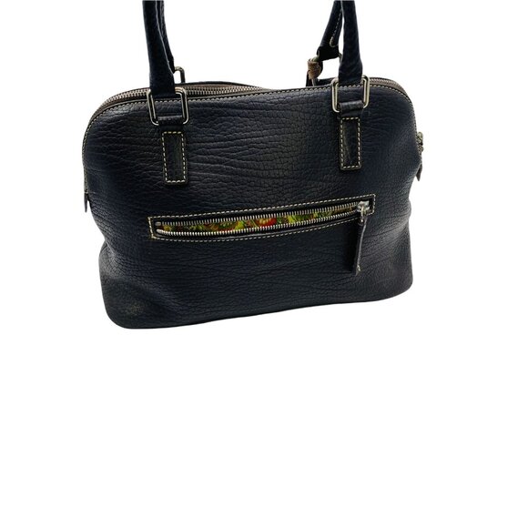 Vintage Dooney & Bourke Embossed Pebbled Leather Satchel Large Black With Should - Picture 4 of 11